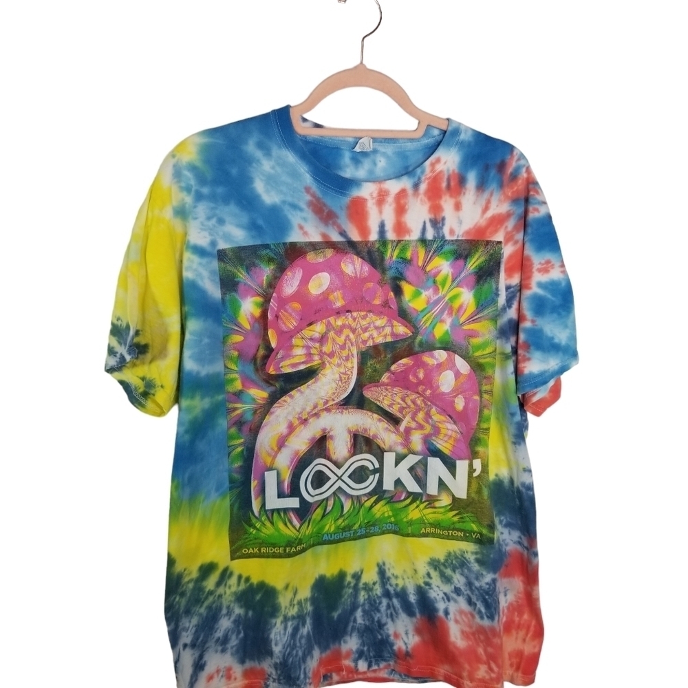 Lock'n 2016 festival tie dye mushroom concert t shirt